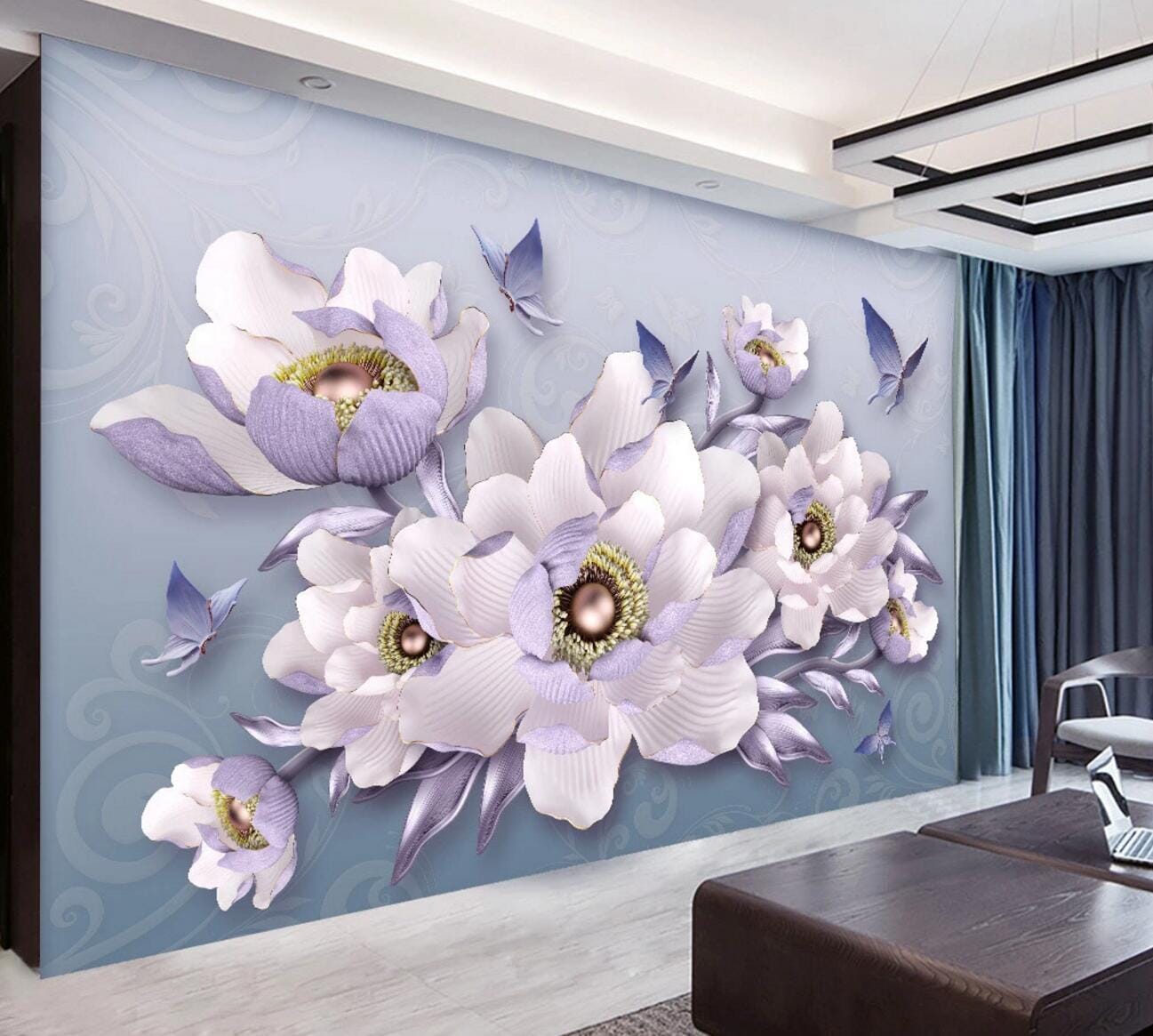 3D Purple Leaf Flower WC795 Wall Murals Wallpaper AJ Wallpaper 2