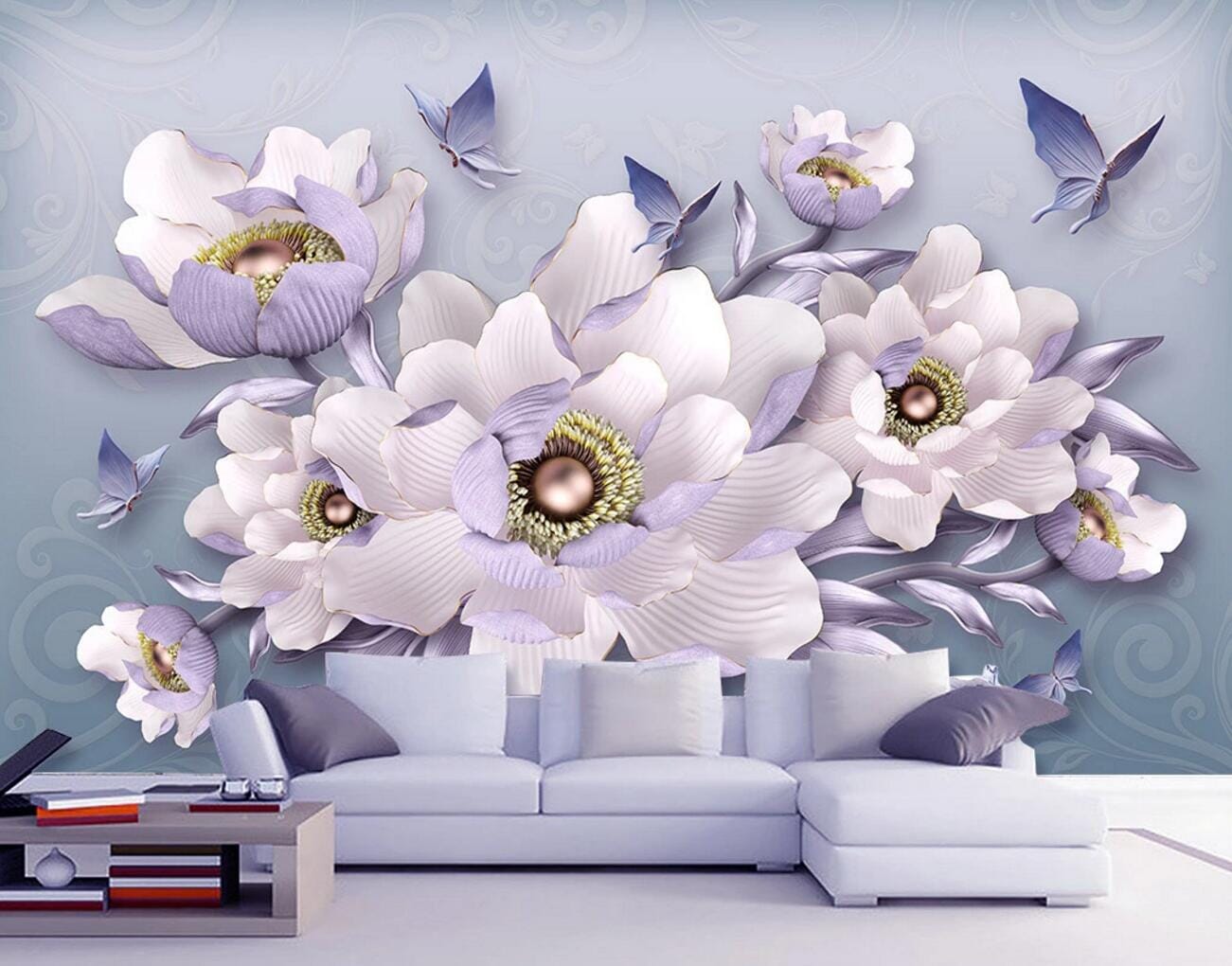 3D Purple Leaf Flower WC795 Wall Murals Wallpaper AJ Wallpaper 2