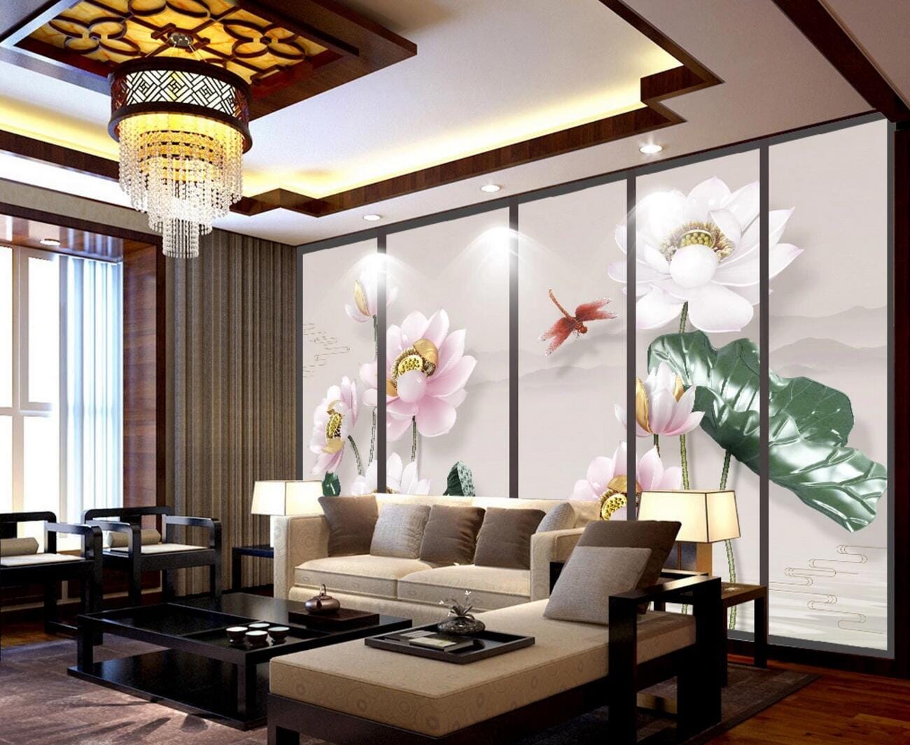 3D Lotus Blossoms WC1080 Wall Murals Wallpaper AJ Wallpaper 2