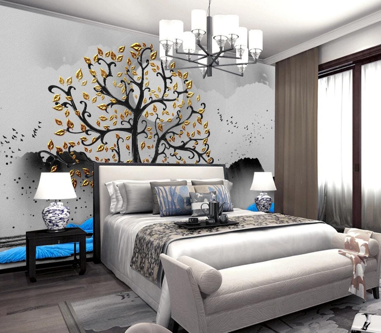3D Golden Tree Fawn WC1060 Wall Murals Wallpaper AJ Wallpaper 2