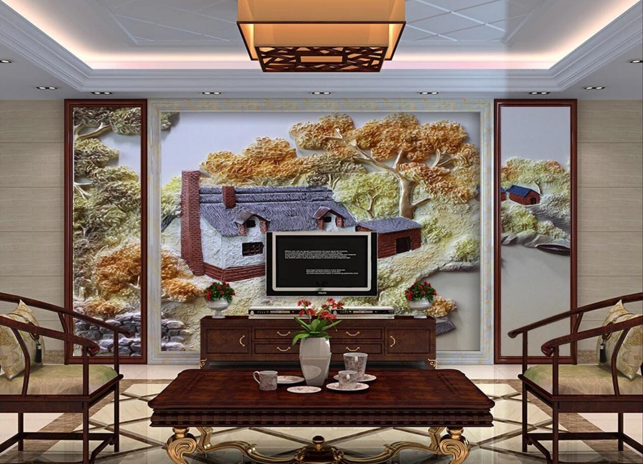 3D House Tree WC726 Wall Murals Wallpaper AJ Wallpaper 2