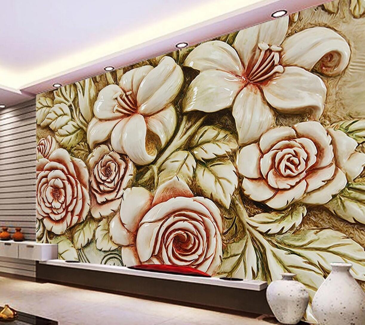 3D Blooming Roses WC724 Wall Murals Wallpaper AJ Wallpaper 2