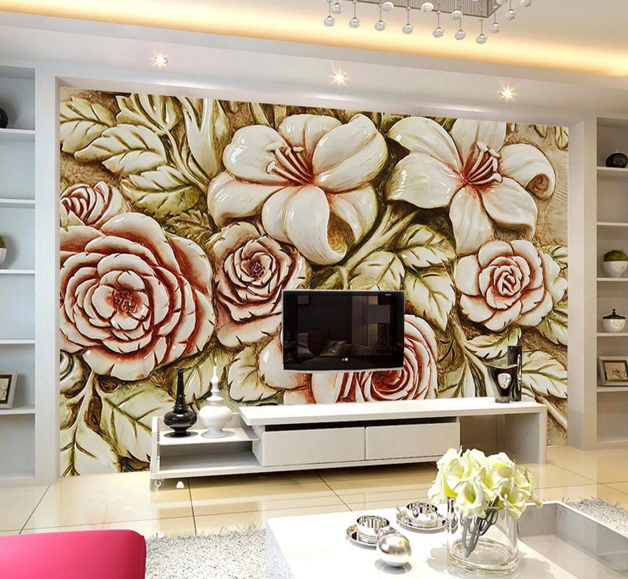 3D Blooming Roses WC724 Wall Murals Wallpaper AJ Wallpaper 2