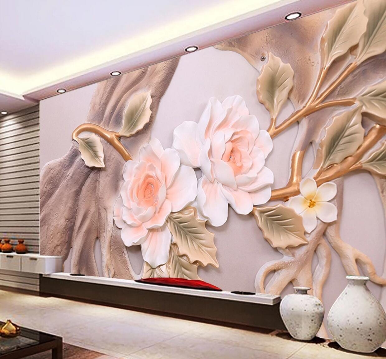 3D Peony Tree WC722 Wall Murals Wallpaper AJ Wallpaper 2