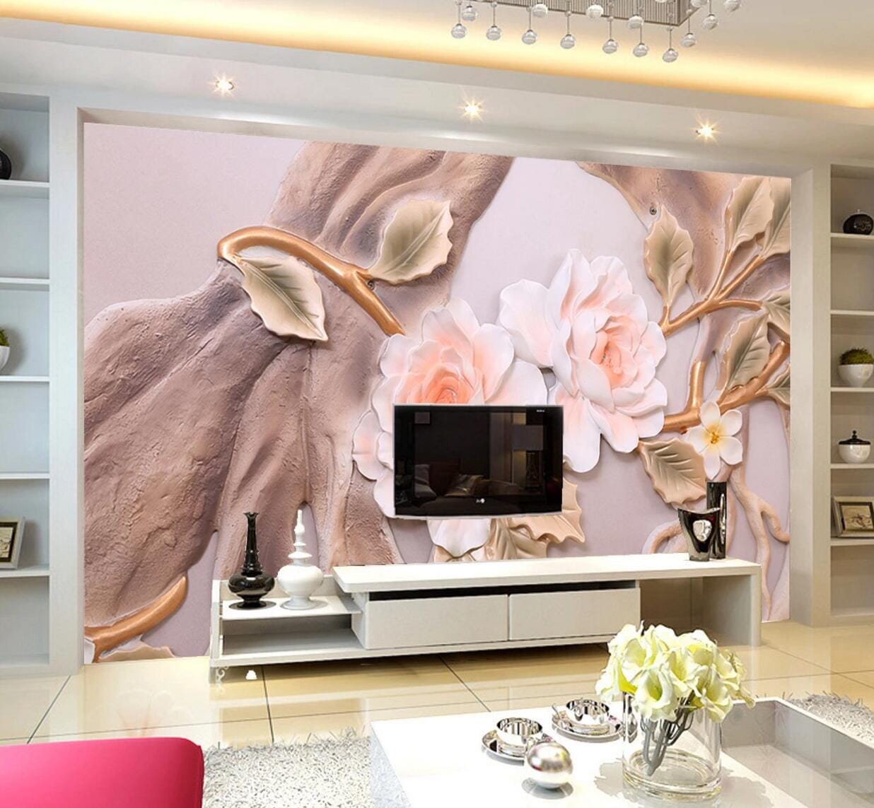 3D Peony Tree WC722 Wall Murals Wallpaper AJ Wallpaper 2