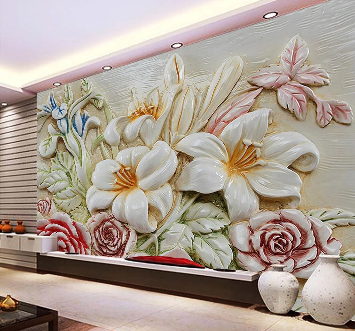 3D Carved Roses WC721 Wall Murals Wallpaper AJ Wallpaper 2