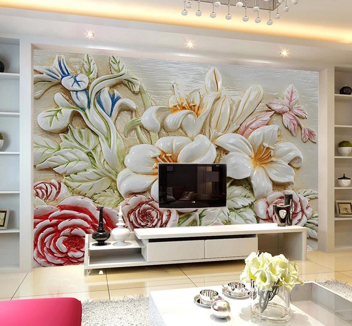 3D Carved Roses WC721 Wall Murals Wallpaper AJ Wallpaper 2