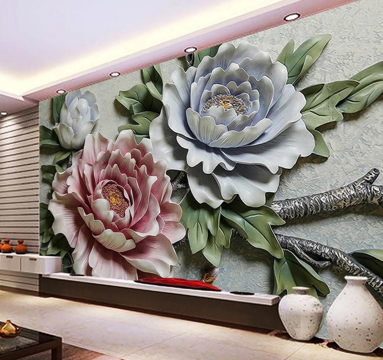 3D Pink Peony WC697 Wall Murals Wallpaper AJ Wallpaper 2