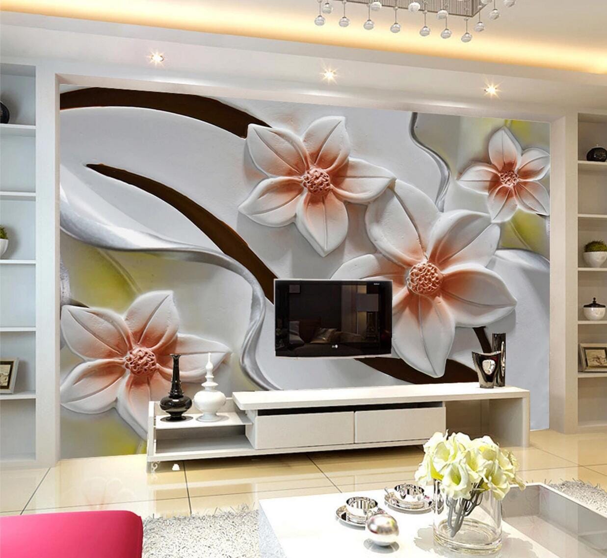3D Blooming Flower WC696 Wall Murals Wallpaper AJ Wallpaper 2