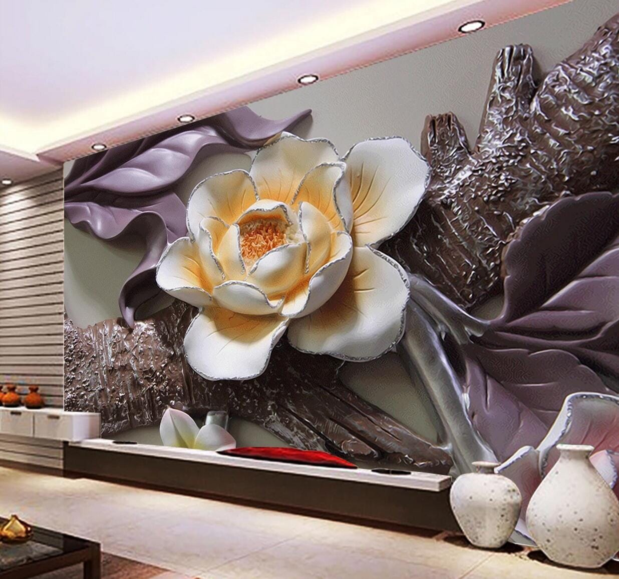 3D Sculpture Flower WC683 Wall Murals Wallpaper AJ Wallpaper 2