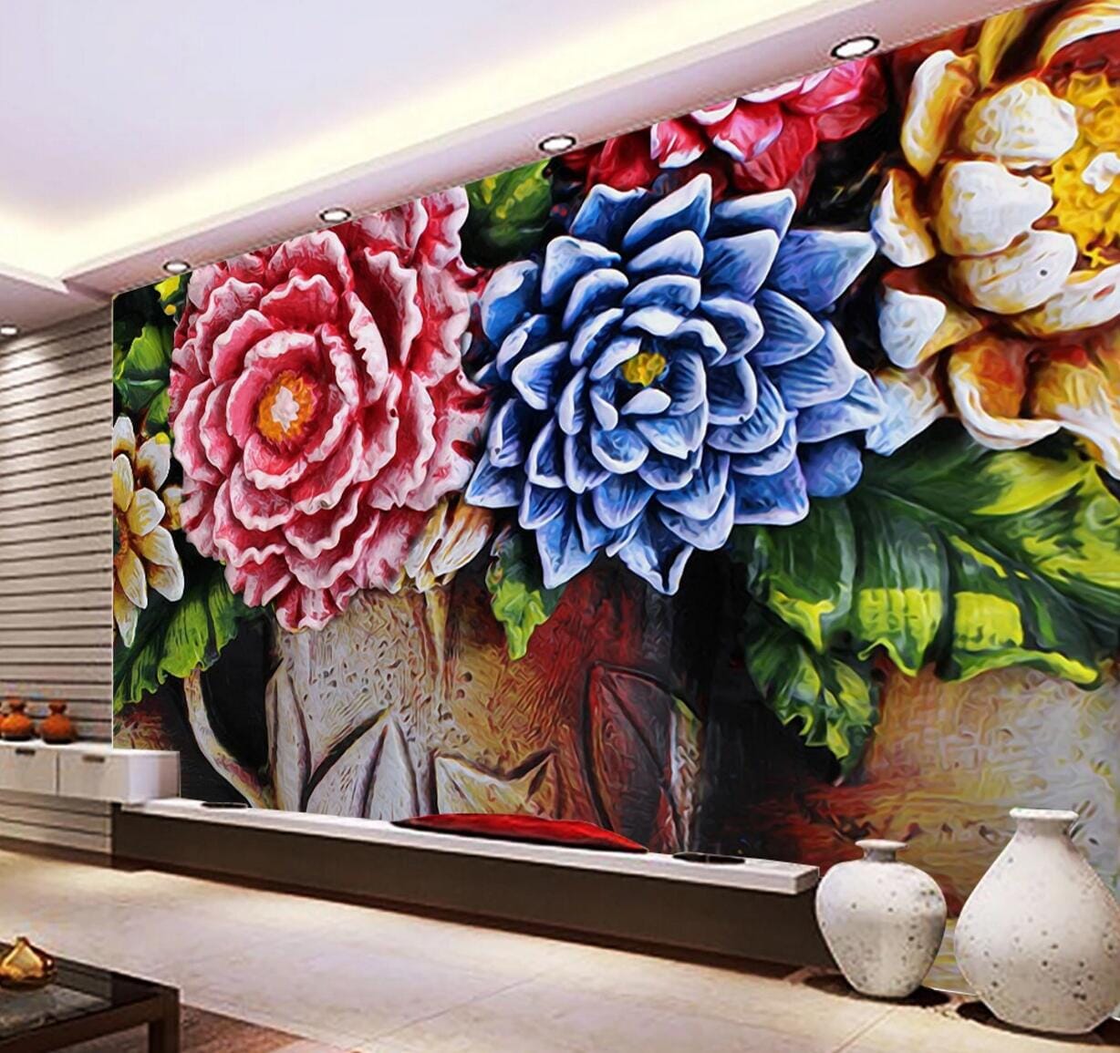 3D Blue Peony WC645 Wall Murals Wallpaper AJ Wallpaper 2
