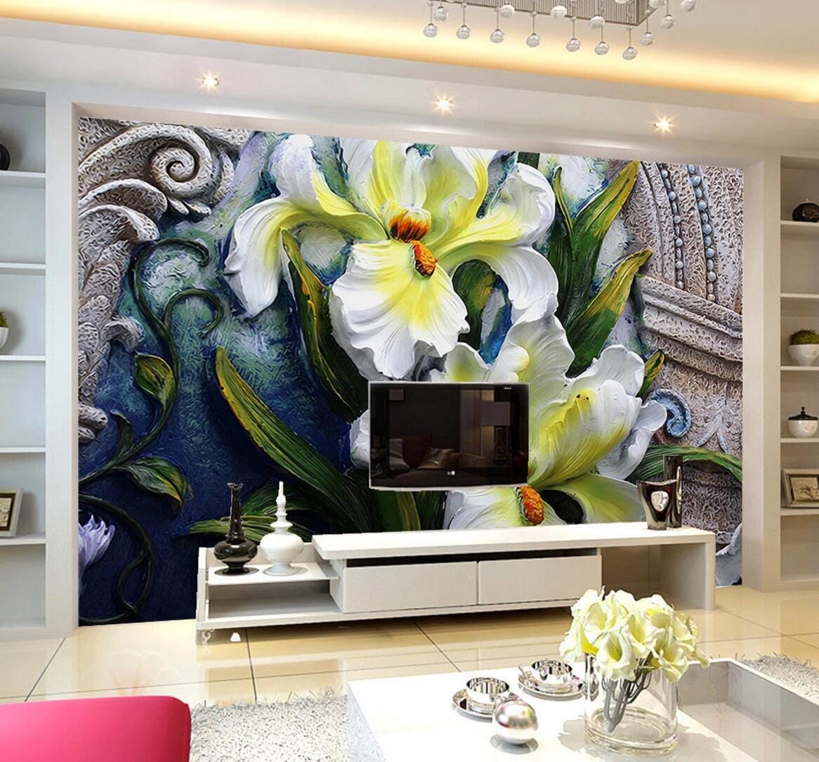 3D Carving Flower WC644 Wall Murals Wallpaper AJ Wallpaper 2