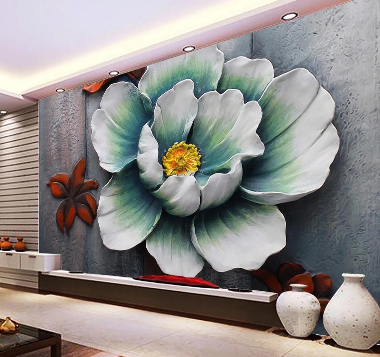 3D Lotus Blossoms WC643 Wall Murals Wallpaper AJ Wallpaper 2