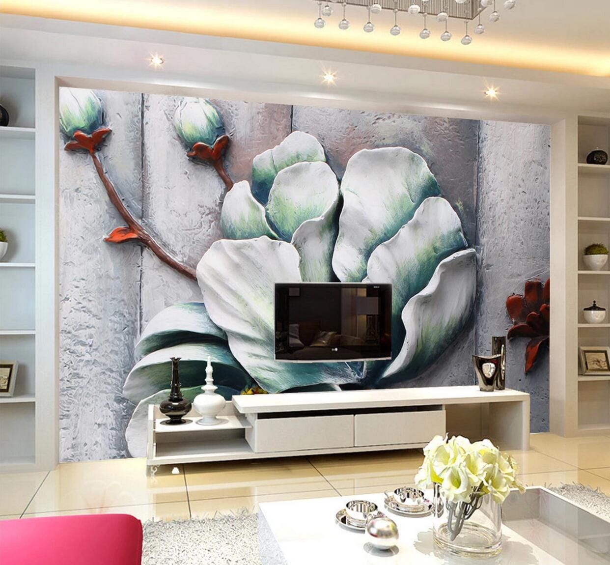 3D Embossed Flower WC642 Wall Murals Wallpaper AJ Wallpaper 2