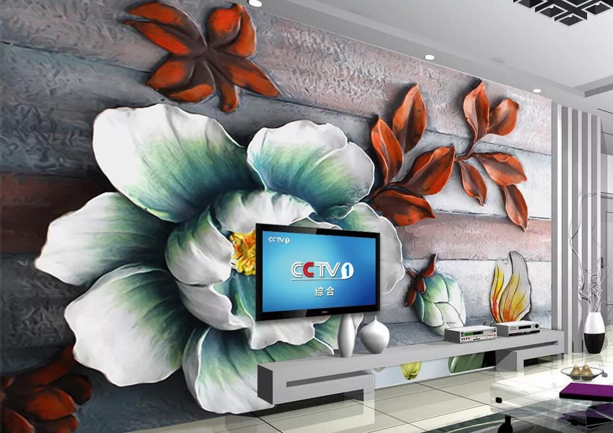 3D Green Flower WC640 Wall Murals Wallpaper AJ Wallpaper 2