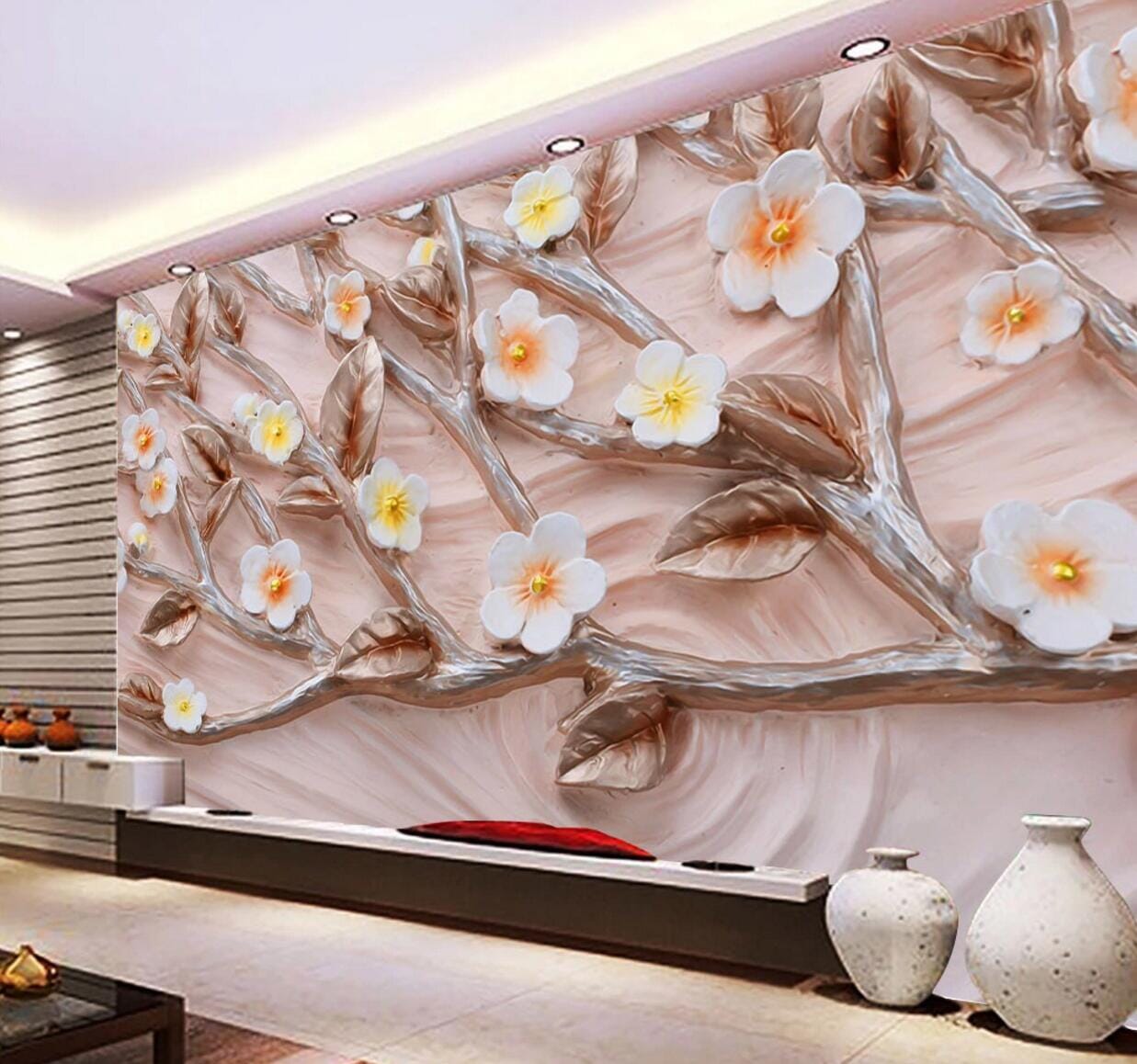 3D Flower Branches WC637 Wall Murals Wallpaper AJ Wallpaper 2
