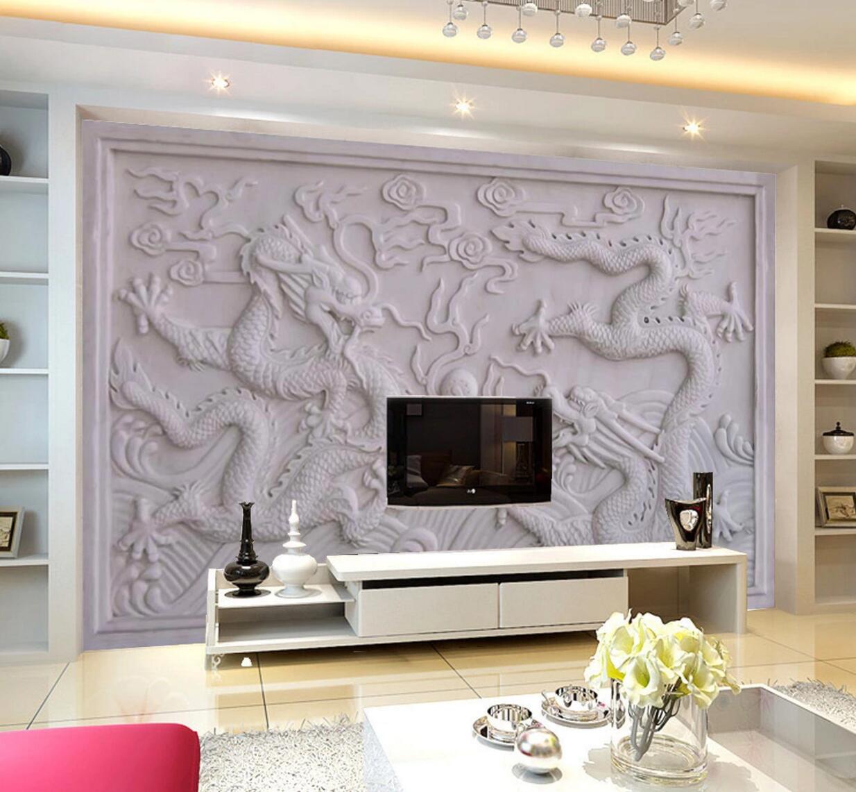3D Carving Dragon WC628 Wall Murals