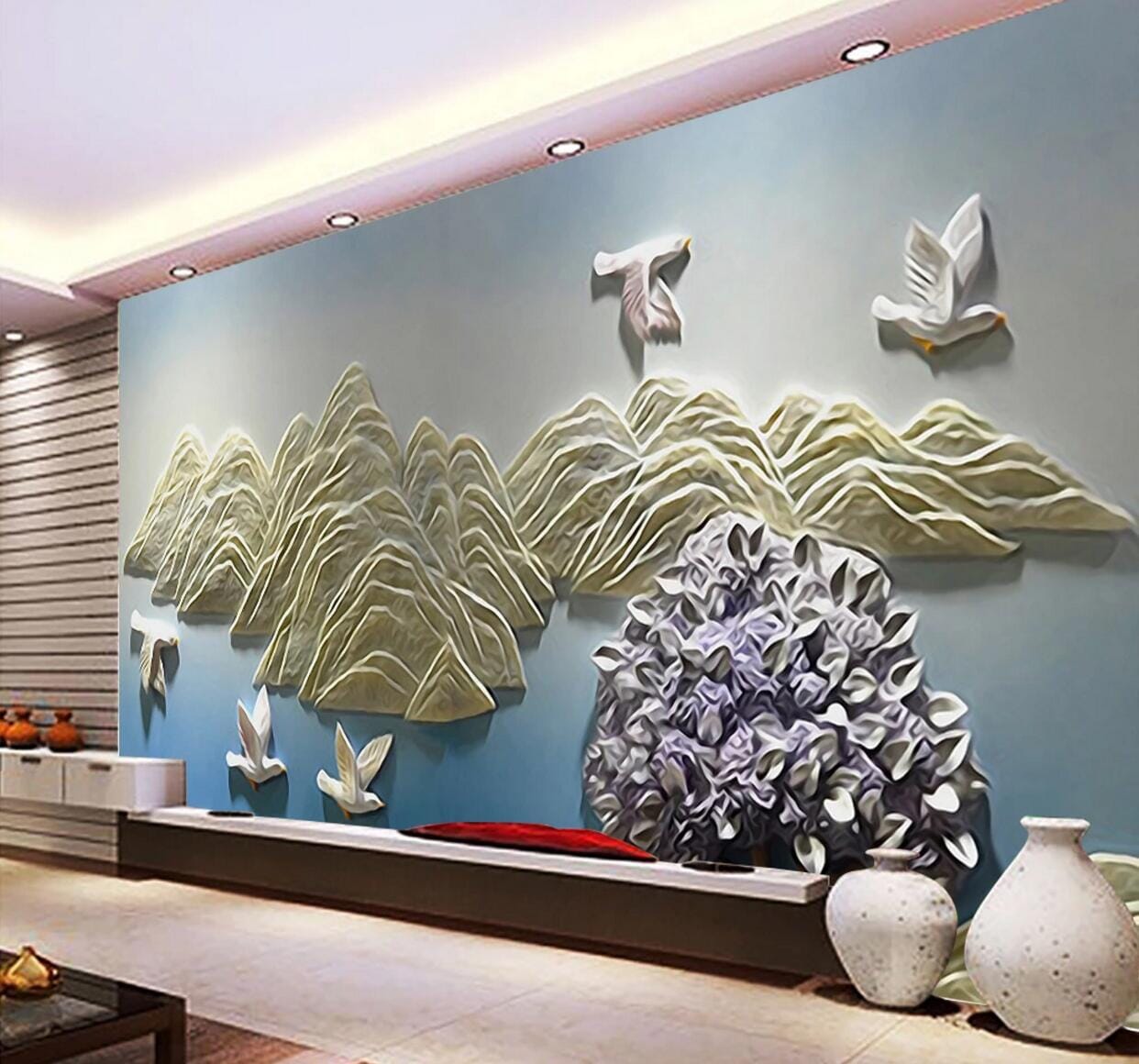 3D Mountain Pigeon WC610 Wall Murals Wallpaper AJ Wallpaper 2