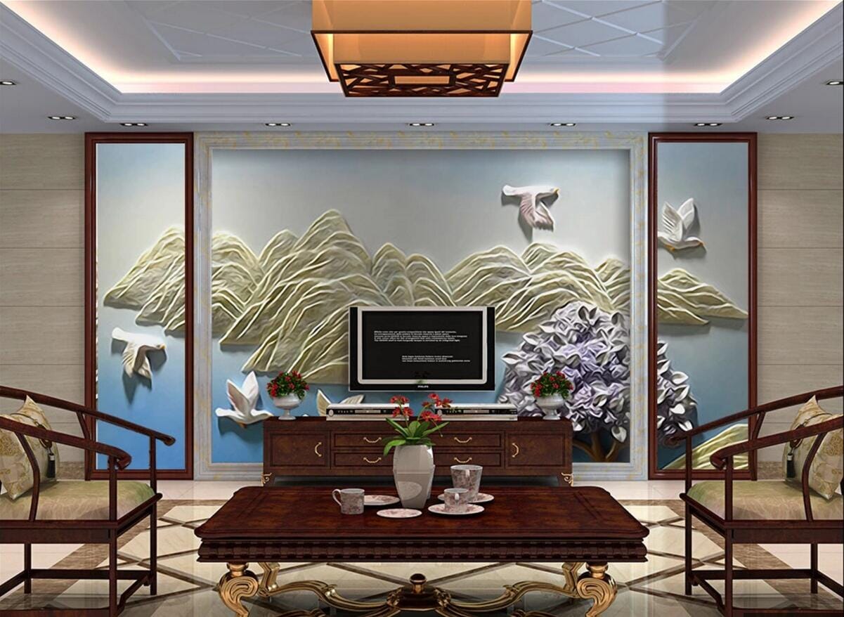 3D Mountain Pigeon WC610 Wall Murals Wallpaper AJ Wallpaper 2