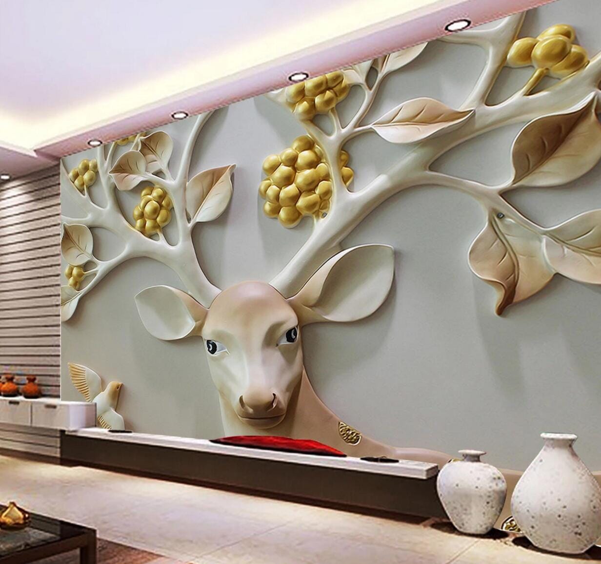 3D Embossed Deer WC608 Wall Murals Wallpaper AJ Wallpaper 2