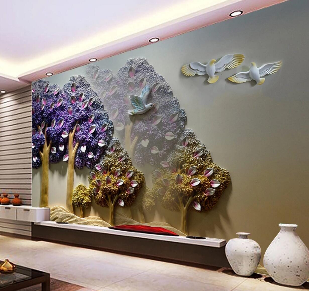 3D Purple Tree W603 Wall Murals Wallpaper AJ Wallpaper 2