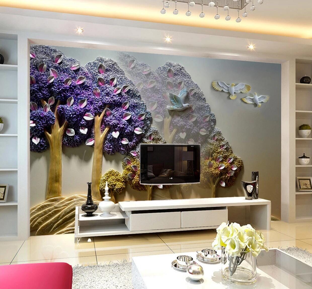 3D Purple Tree W603 Wall Murals Wallpaper AJ Wallpaper 2