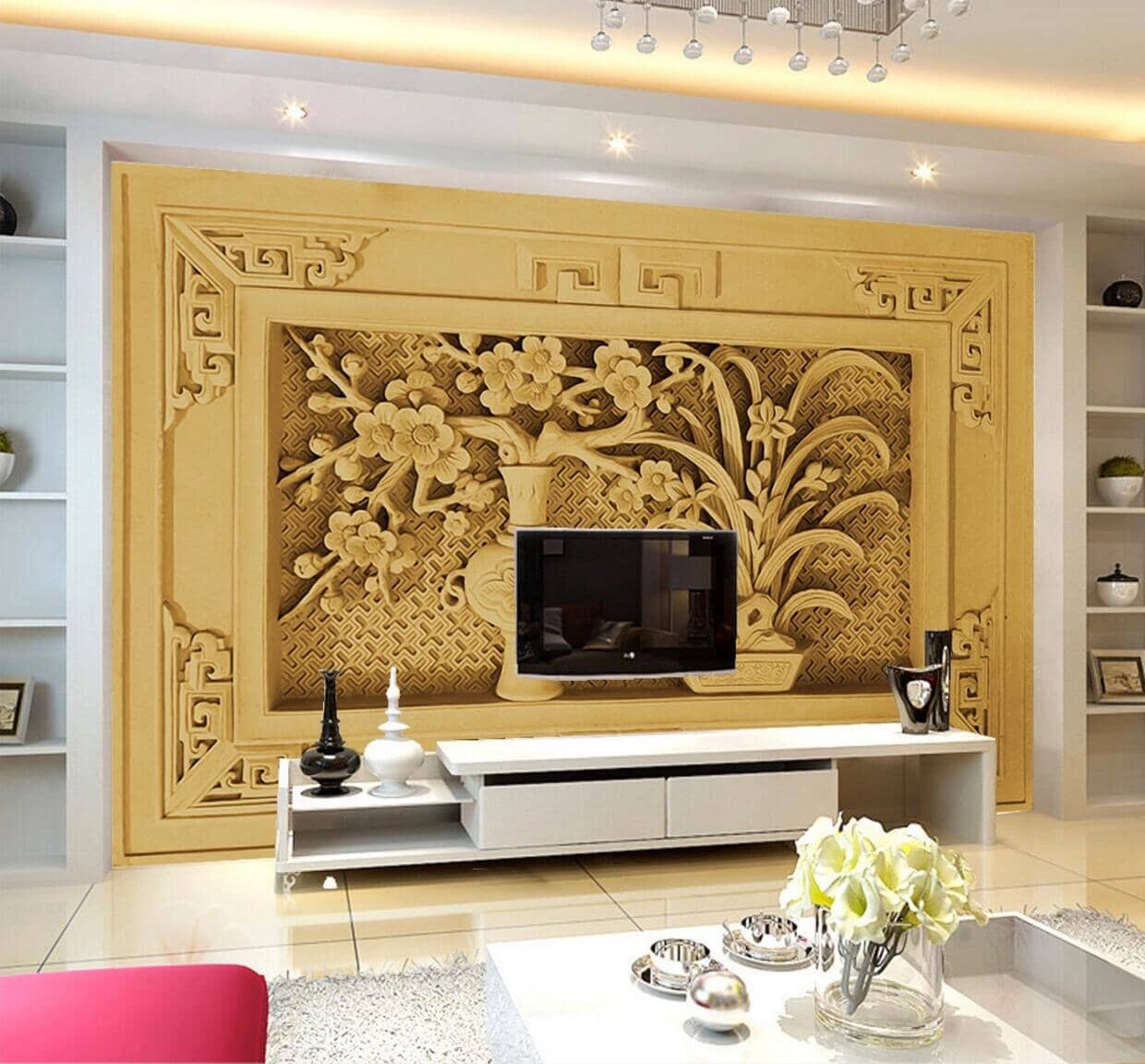 3D Engraving Vintage Vase WC602 Wall Murals Wallpaper AJ Wallpaper 2