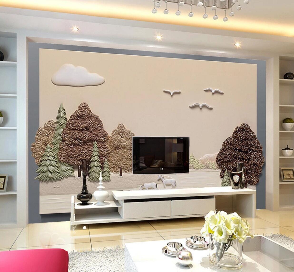 3D Pigeon Tree WC581 Wall Murals Wallpaper AJ Wallpaper 2