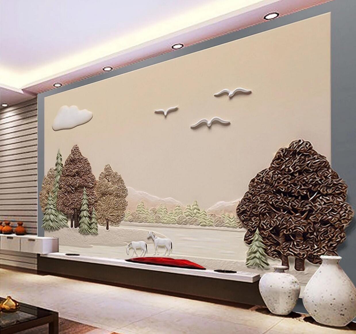 3D Pigeon Tree WC581 Wall Murals Wallpaper AJ Wallpaper 2