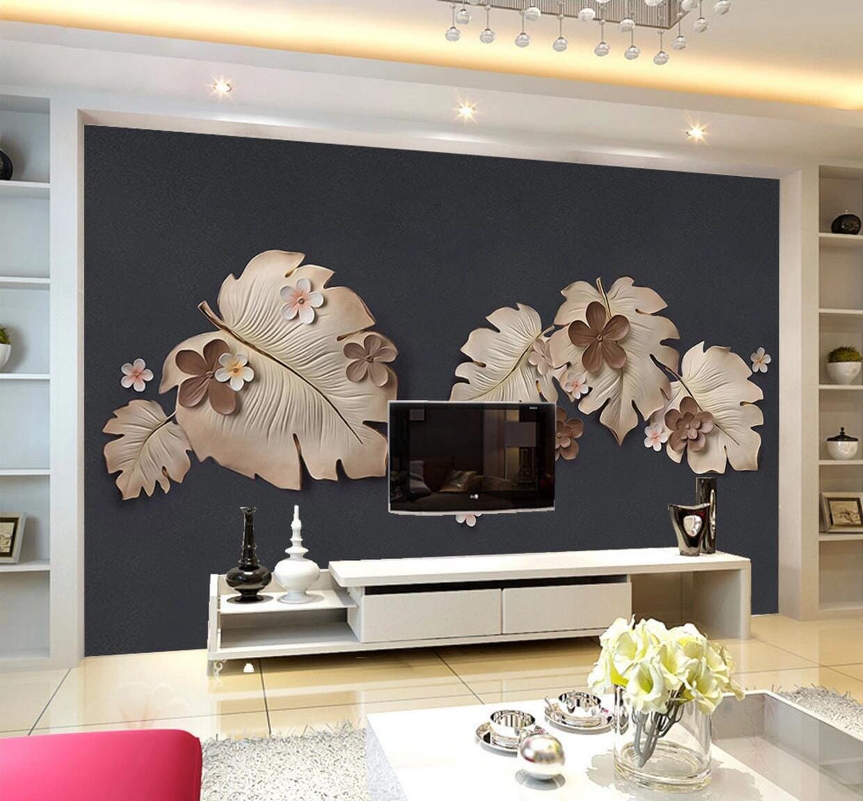 3D Flower Shape WC579 Wall Murals Wallpaper AJ Wallpaper 2