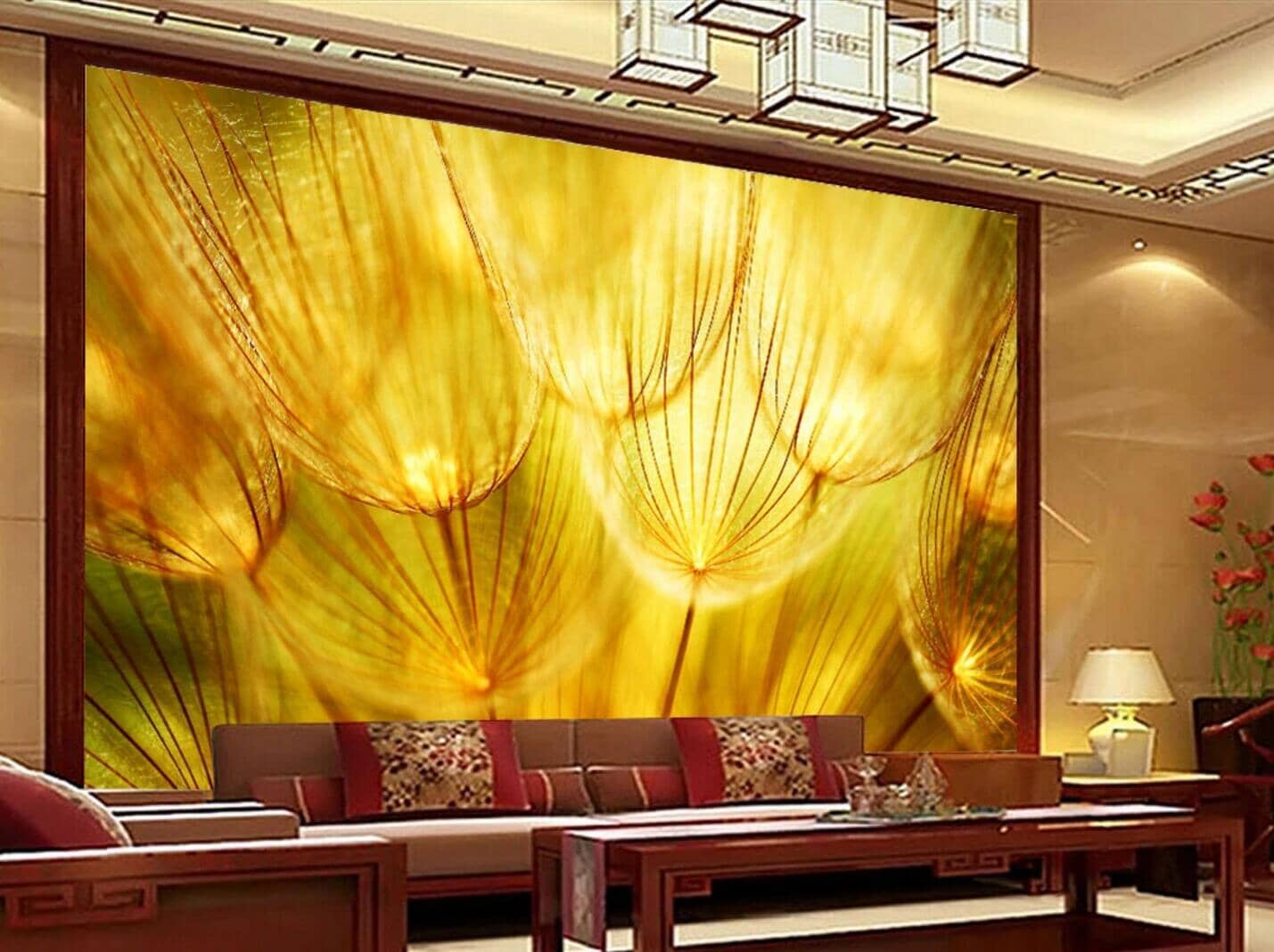 3D Golden Dandelion WC121 Wall Murals Wallpaper AJ Wallpaper 2