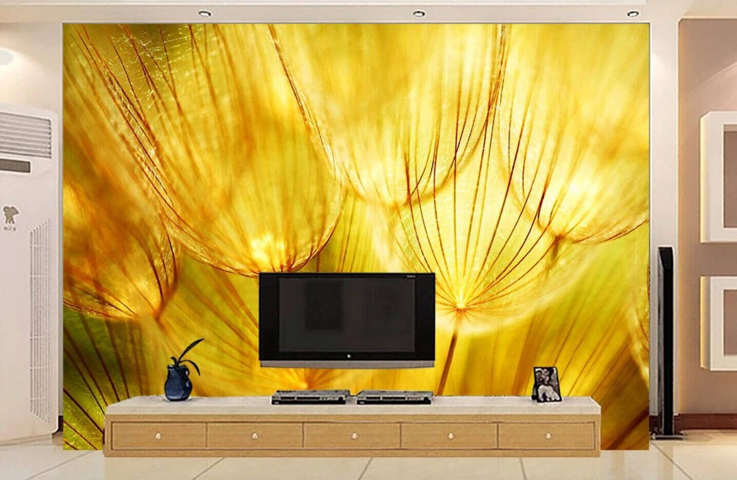 3D Golden Dandelion WC121 Wall Murals Wallpaper AJ Wallpaper 2