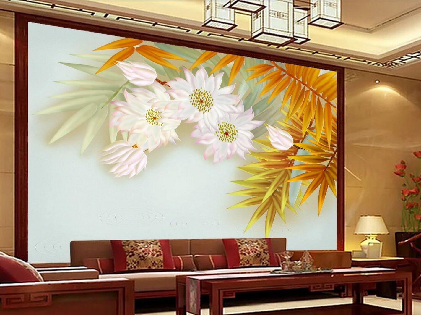 3D Maple Leaf Flower WC123 Wall Murals Wallpaper AJ Wallpaper 2