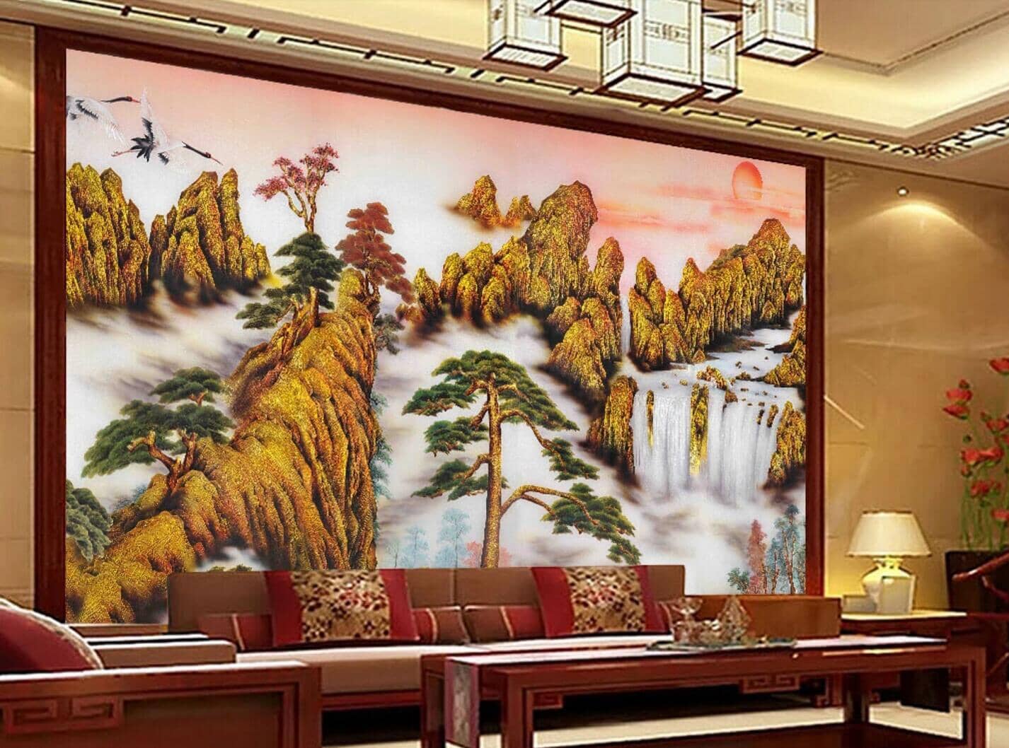 3D Golden Mountain WC122 Wall Murals Wallpaper AJ Wallpaper 2