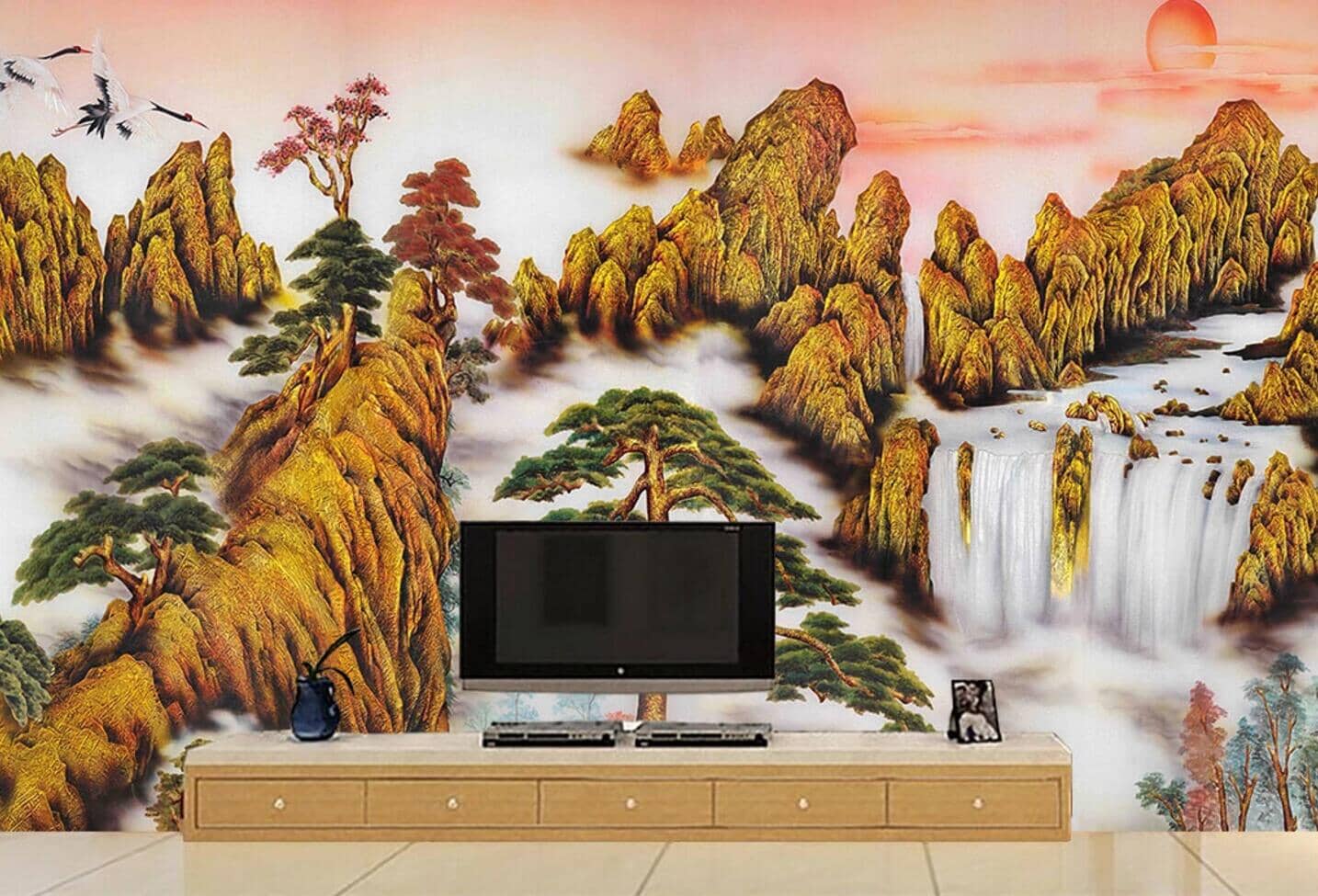 3D Golden Mountain WC122 Wall Murals Wallpaper AJ Wallpaper 2