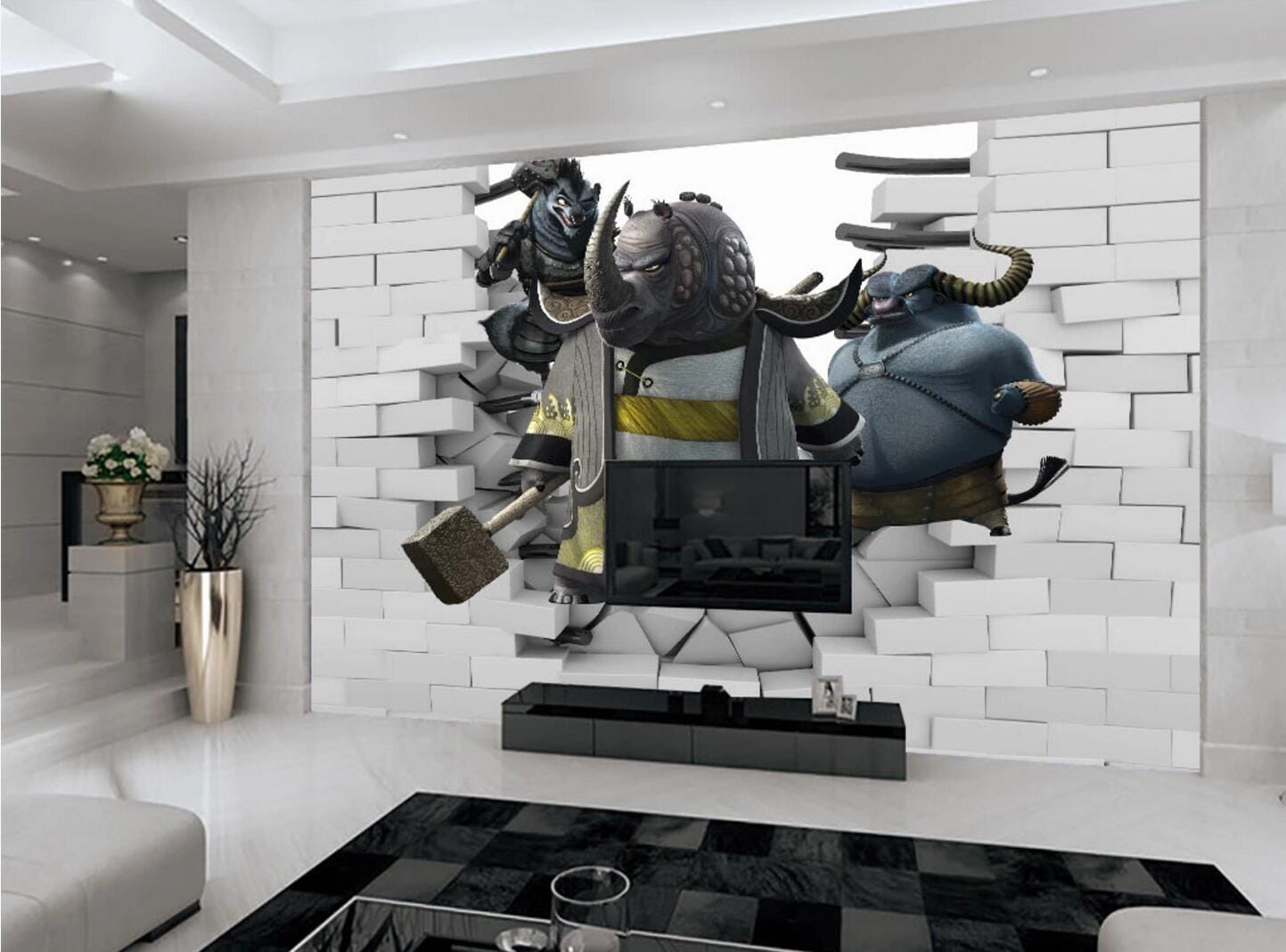 3D Cow Monster WC125 Wall Murals Wallpaper AJ Wallpaper 2