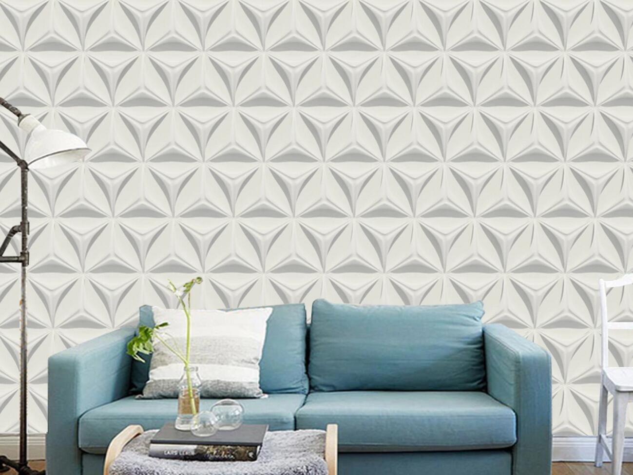3D White Triangle Wall WC2096 Wall Murals
