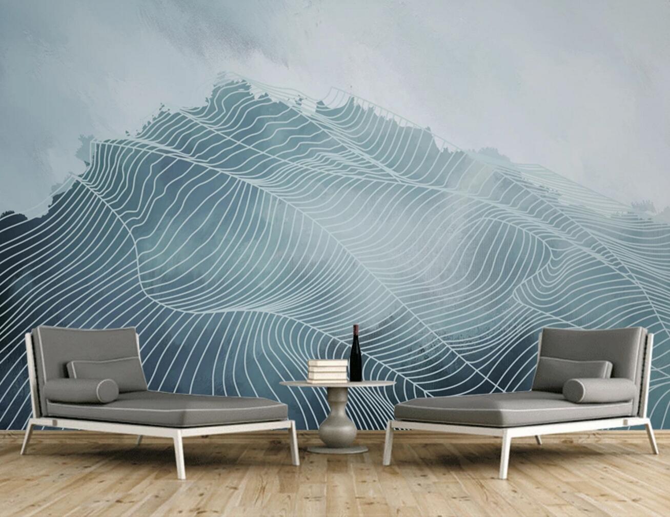 3D White Lines WC713 Wall Murals