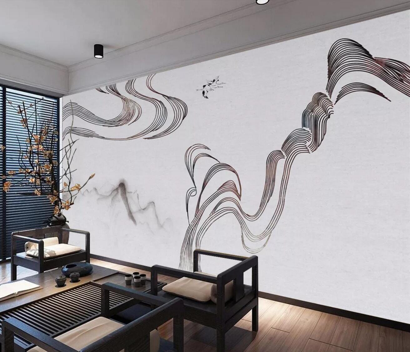 3D Flying Crane WC674 Wall Murals Wallpaper AJ Wallpaper 2
