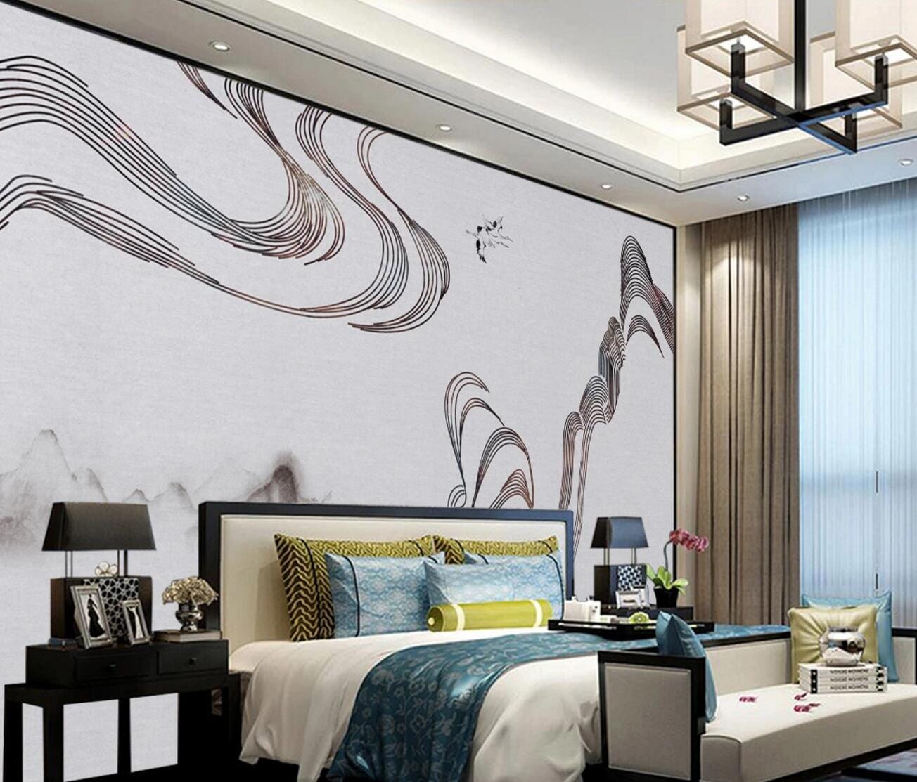 3D Flying Crane WC674 Wall Murals Wallpaper AJ Wallpaper 2