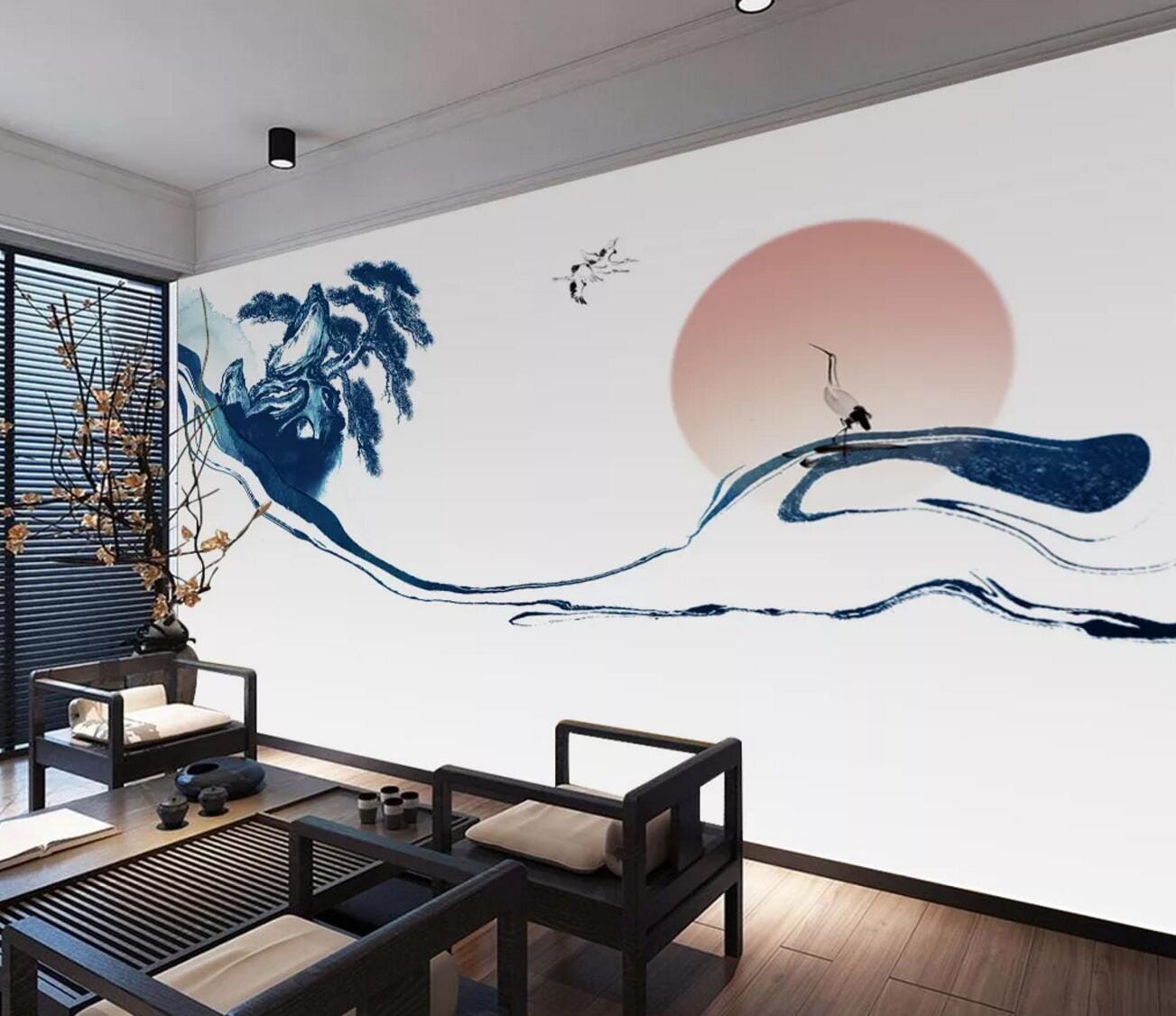 3D Crane Tree WC666 Wall Murals Wallpaper AJ Wallpaper 2