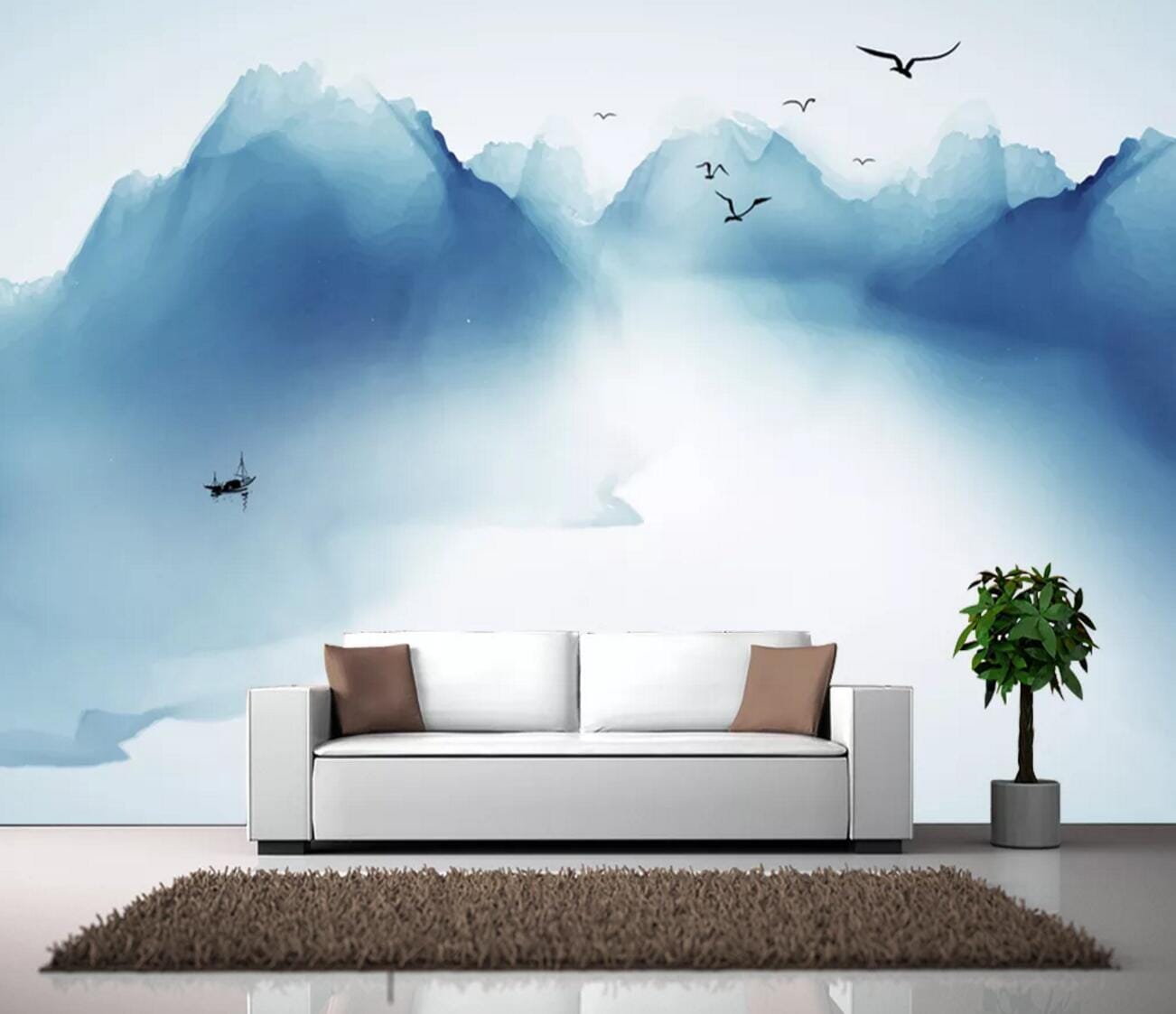 3D Lake Mountain WC658 Wall Murals Wallpaper AJ Wallpaper 2