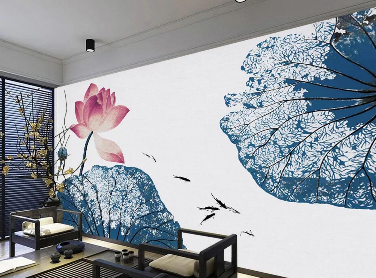 3D Fish Lotus WC655 Wall Murals Wallpaper AJ Wallpaper 2