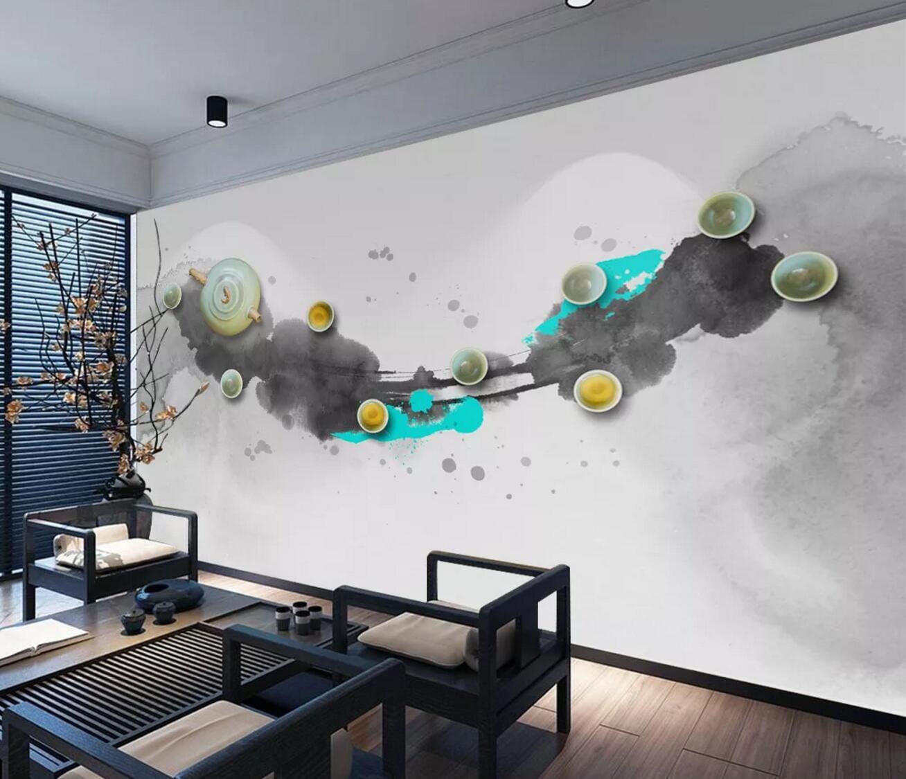 3D Green Teapot Teacup WC543 Wall Murals Wallpaper AJ Wallpaper 2