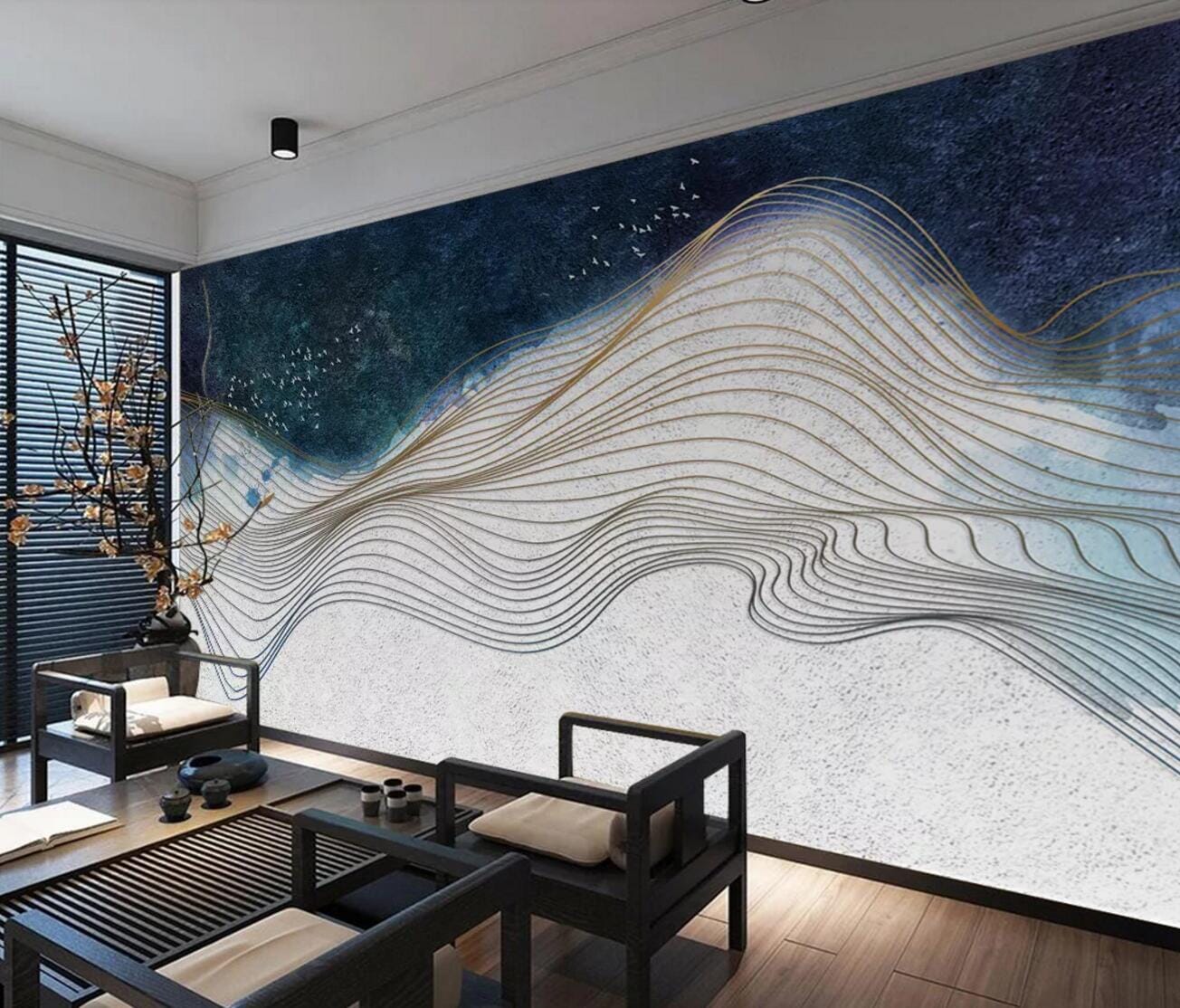 3D Golden Curve WC537 Wall Murals Wallpaper AJ Wallpaper 2