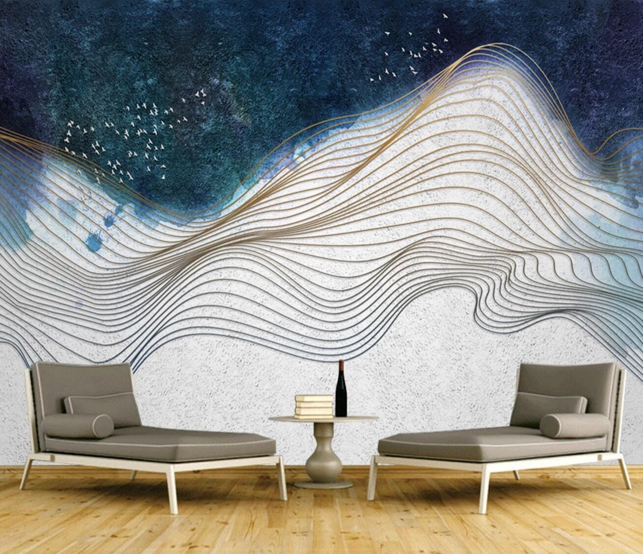 3D Golden Curve WC537 Wall Murals Wallpaper AJ Wallpaper 2
