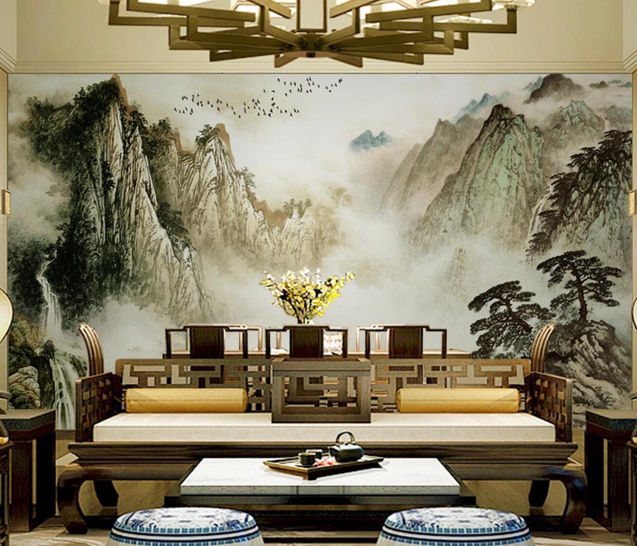 3D Mountain Cliff Tree WC534 Wall Murals Wallpaper AJ Wallpaper 2