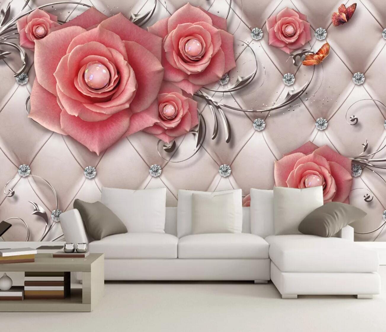 3D Rose Diamond WC350 Wall Murals Wallpaper AJ Wallpaper 2