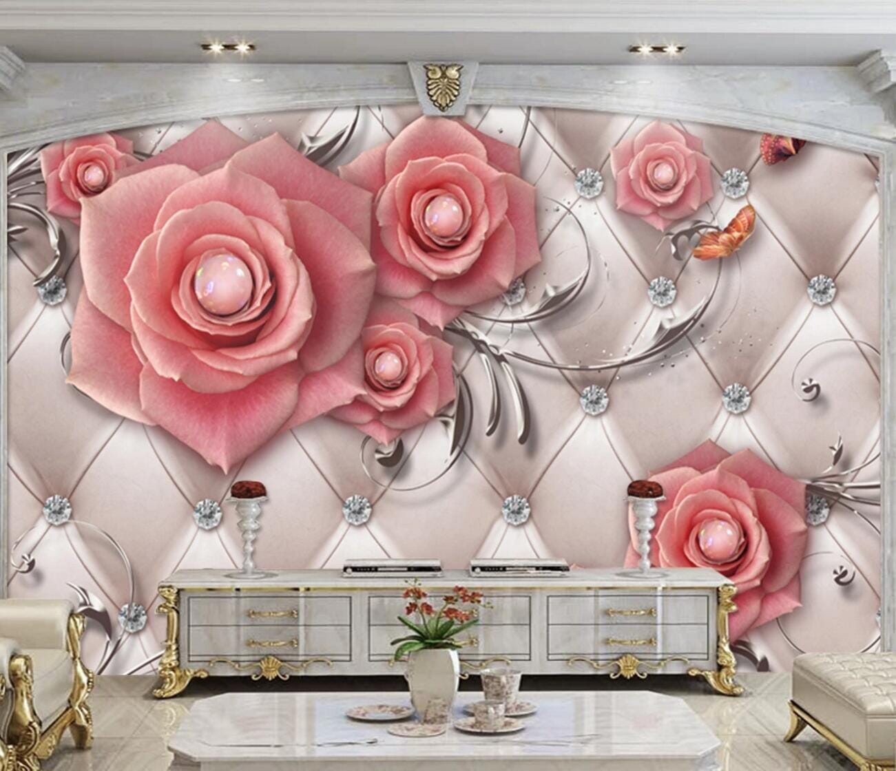 3D Rose Diamond WC350 Wall Murals Wallpaper AJ Wallpaper 2