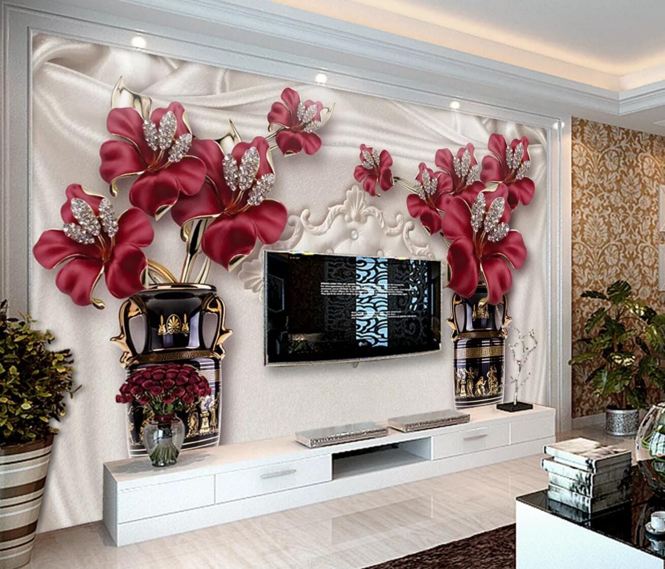 3D Black Vase WC330 Wall Murals Wallpaper AJ Wallpaper 2